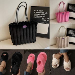 Fluffy bag and slippers